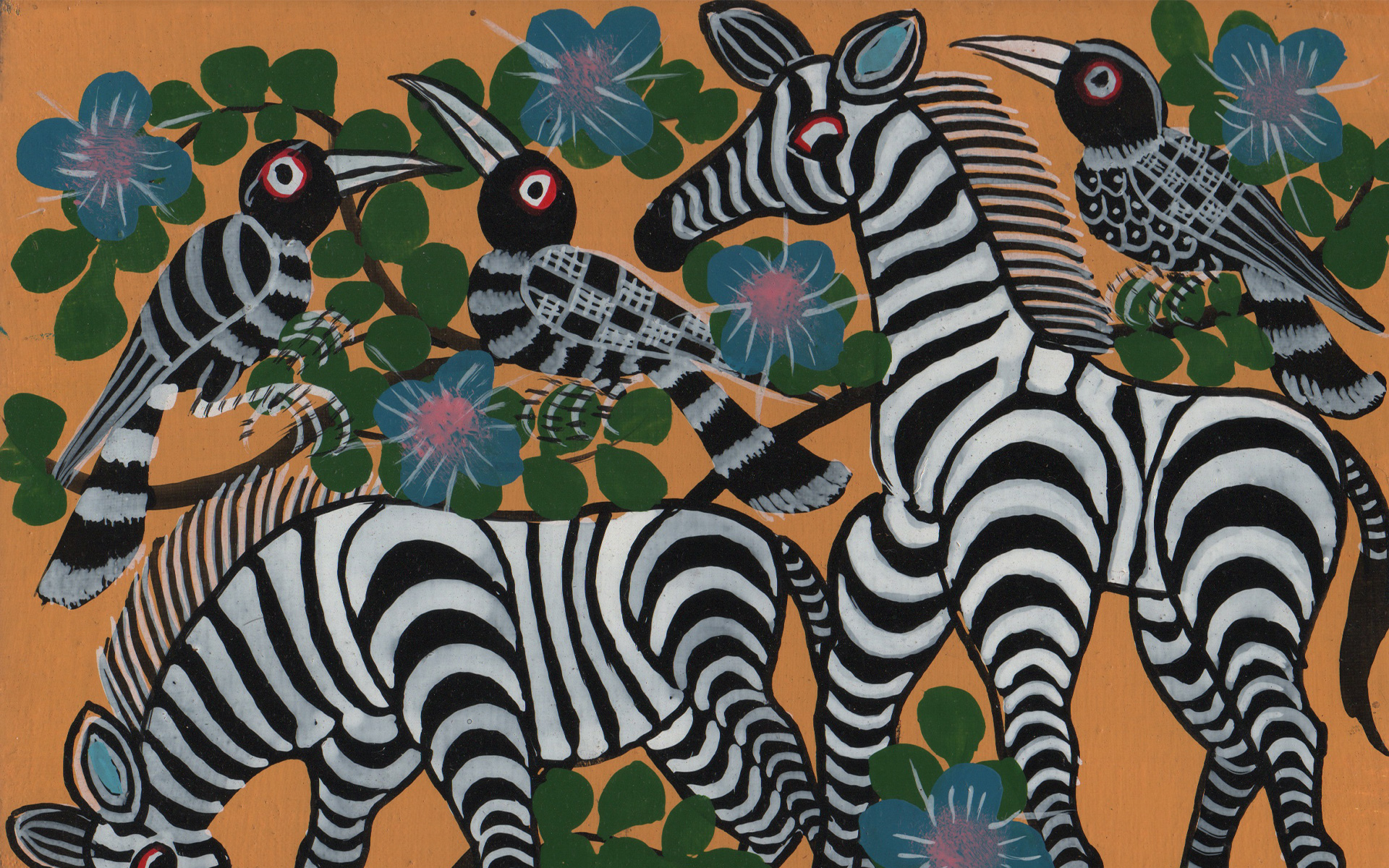 Zebra Art Showcased by Tingatinga (painting) Brilliant Safaris Tanzania